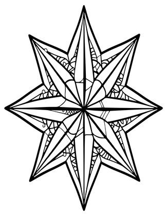 Compass Star - Free printable coloring page