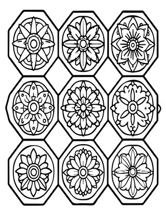 Hexagonal Tile - Free printable coloring page