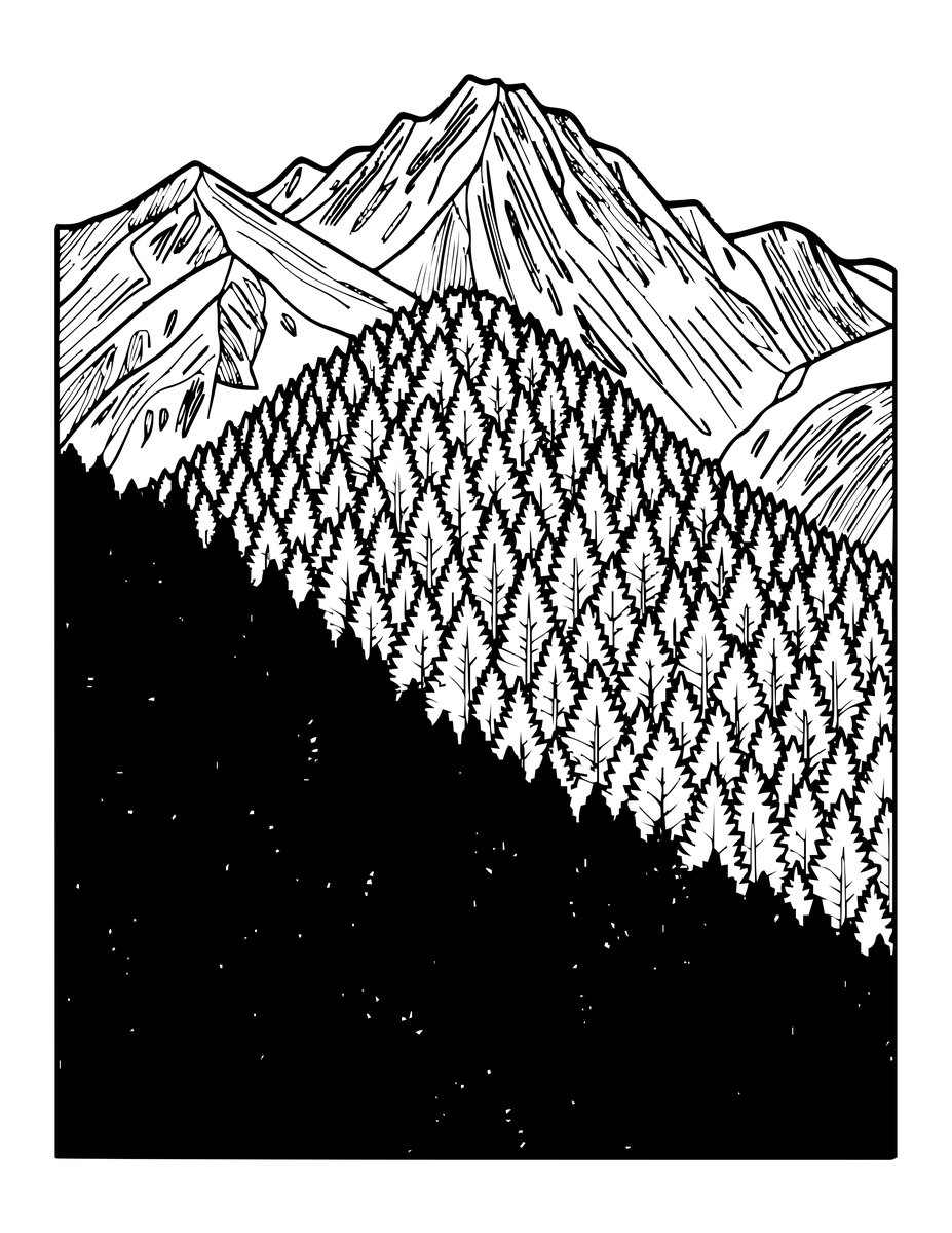 Autumn Mountains - free printable coloring page