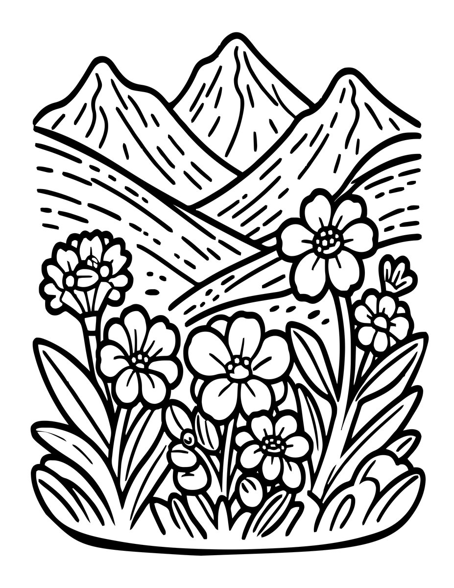 Wildflower Close-Up - free printable coloring page