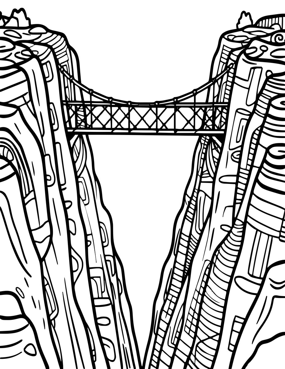 Suspension Bridge - free printable coloring page