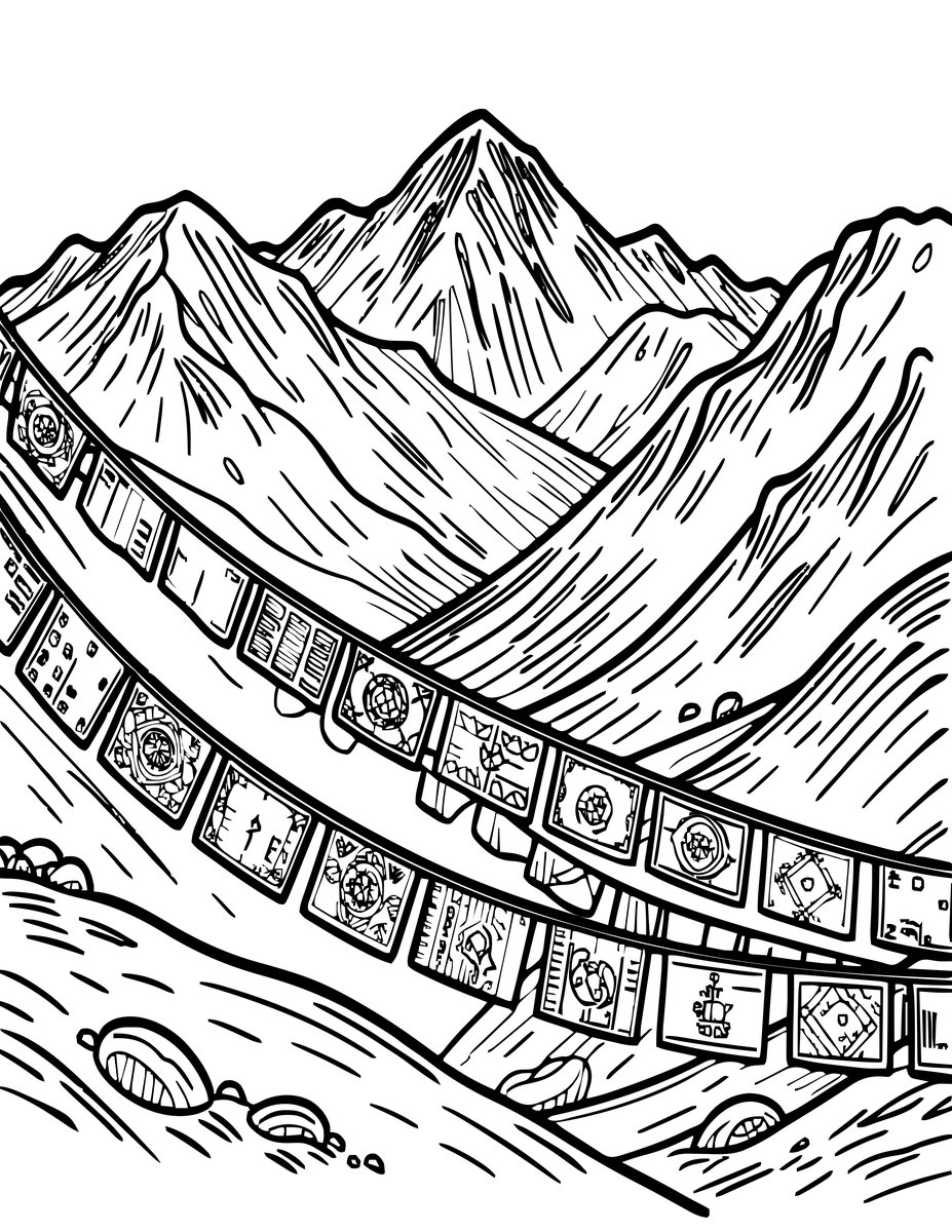 Himalayan Scene - free printable coloring page