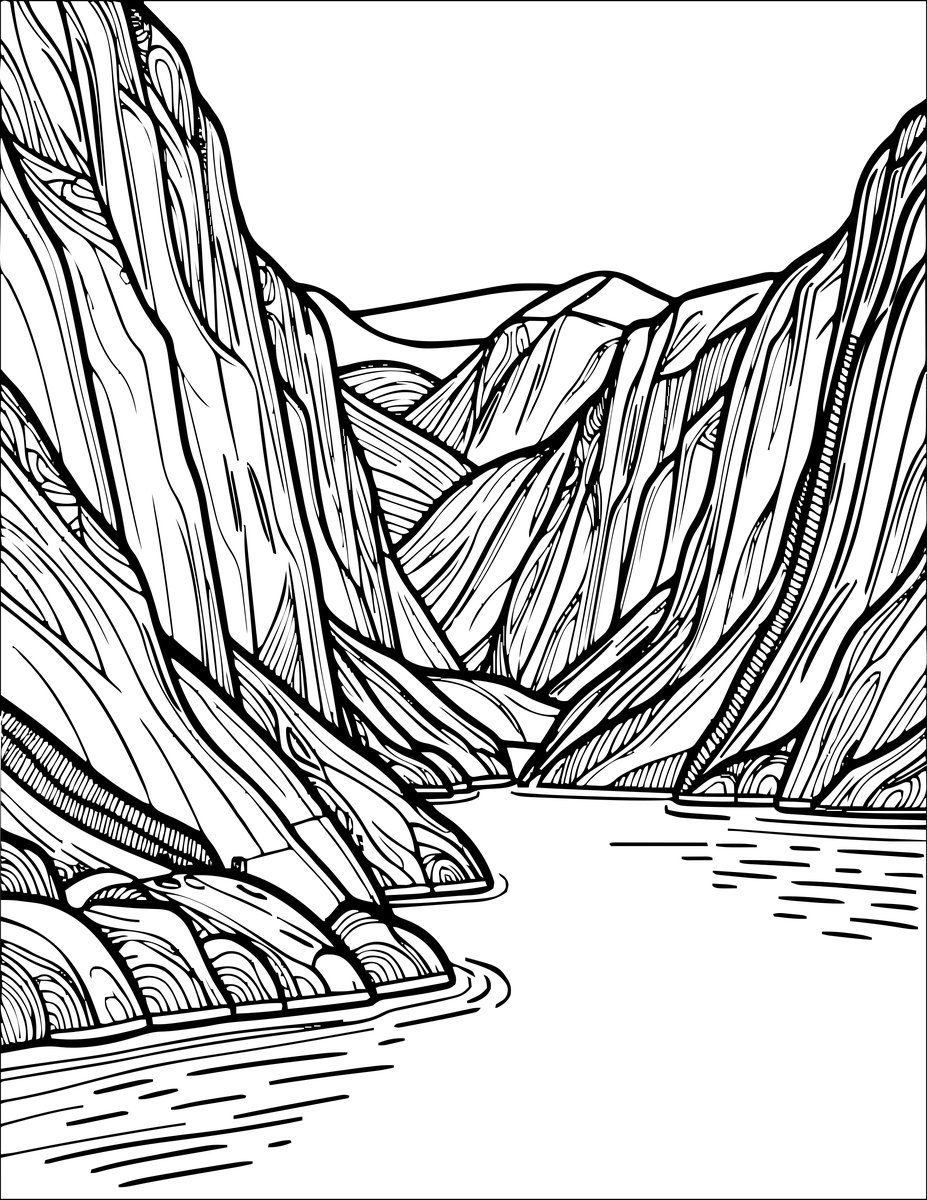 Fjord View - free printable coloring page