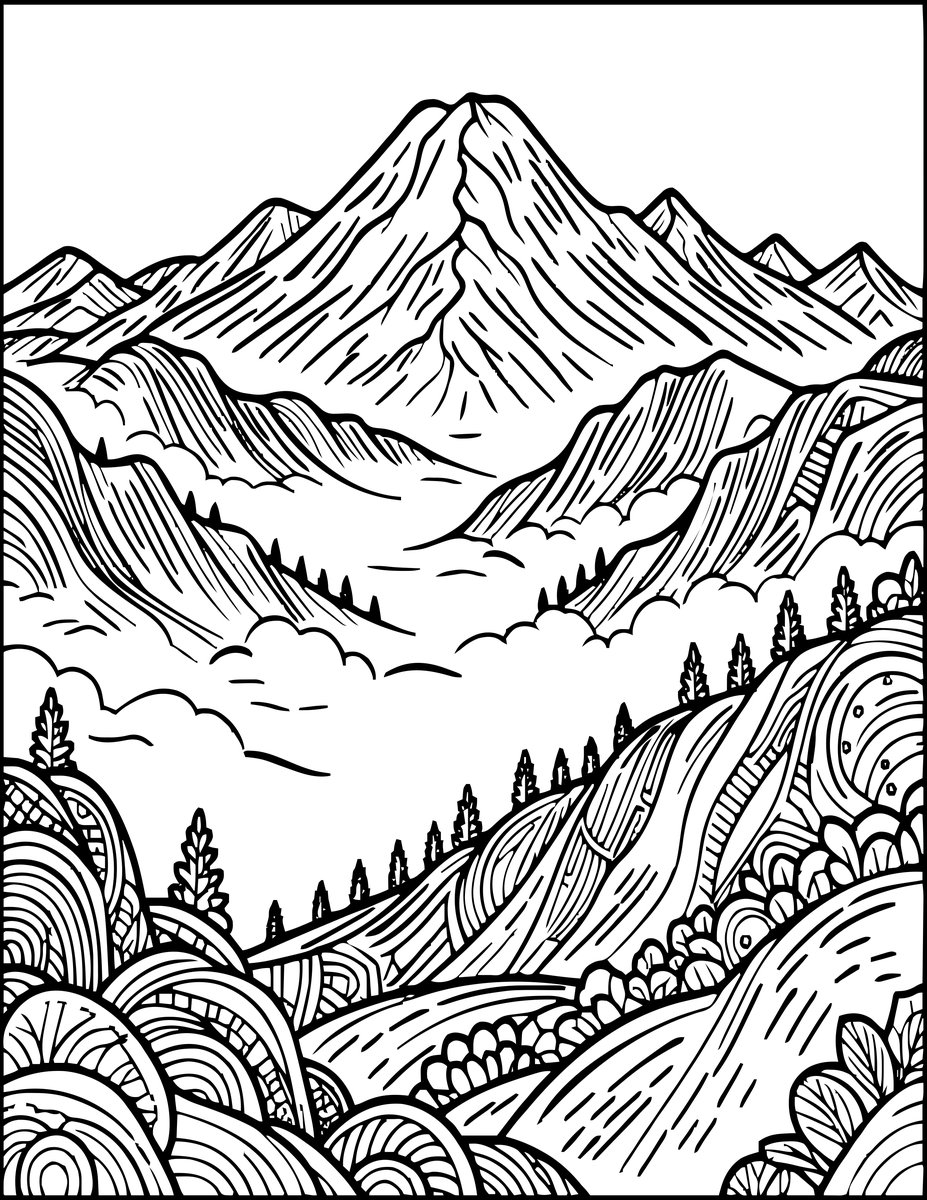 Morning Mist - free printable coloring page