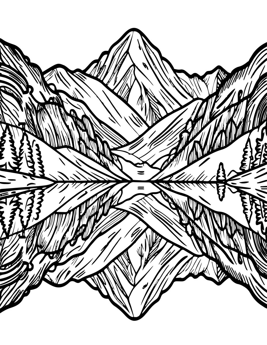 Mountain Lake - free printable coloring page