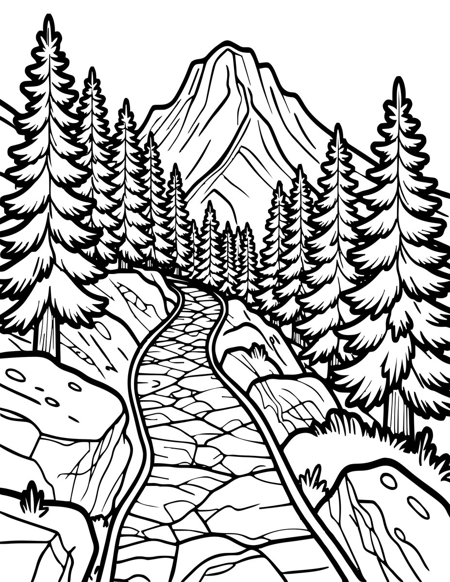 Rocky Trail - free printable coloring page