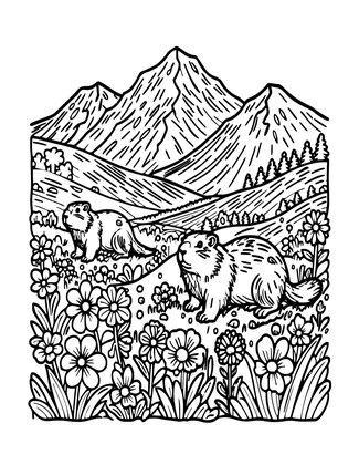 Alpine Meadow - Free printable coloring page