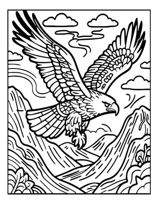 Eagle Soaring - Free printable coloring page