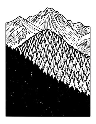 Autumn Mountains - Free printable coloring page