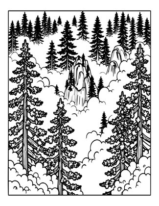 Pine Forest - Free printable coloring page
