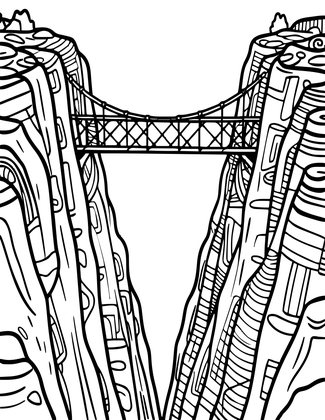 Suspension Bridge - Free printable coloring page