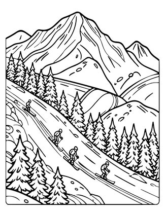 Ski Slope - Free printable coloring page