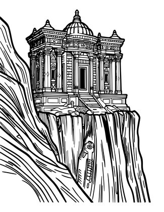 Mountain Monastery - Free printable coloring page