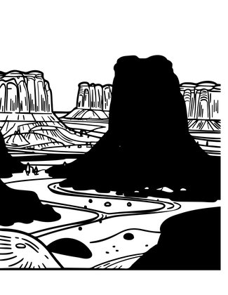Desert Buttes - Free printable coloring page
