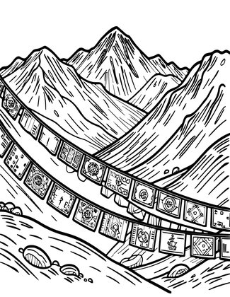 Himalayan Scene - Free printable coloring page