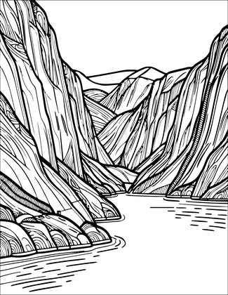 Fjord View - Free printable coloring page