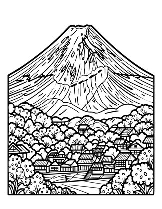 Japanese Mountain - Free printable coloring page