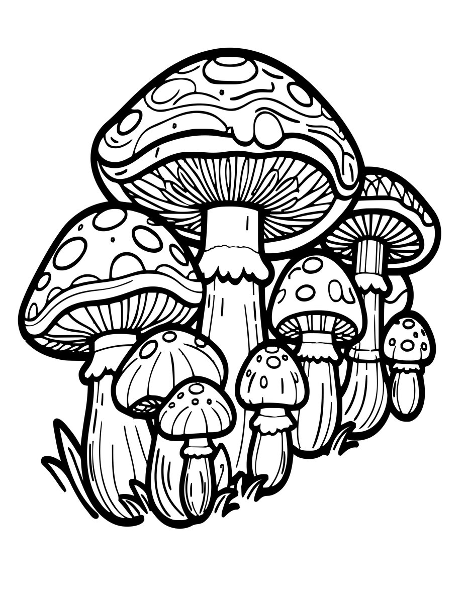 Mushroom Bridge - free printable coloring page