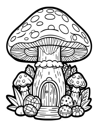 Mushroom House Cellar - Free printable coloring page