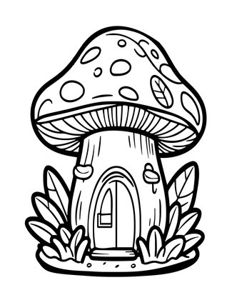 Fairy Mushroom Home - Free printable coloring page