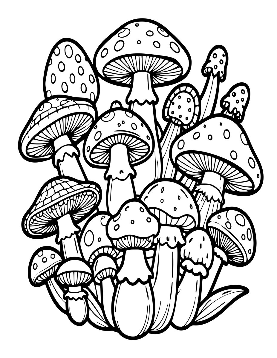 Chanterelle Bouquet - free printable coloring page