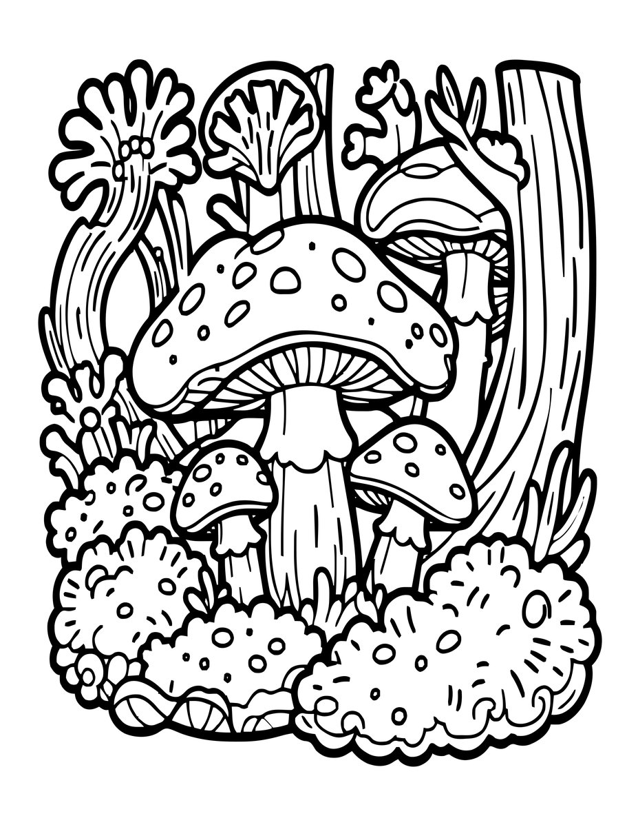 Lichen and Moss - free printable coloring page