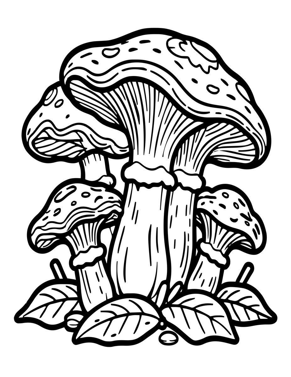 Chanterelle Cluster - free printable coloring page