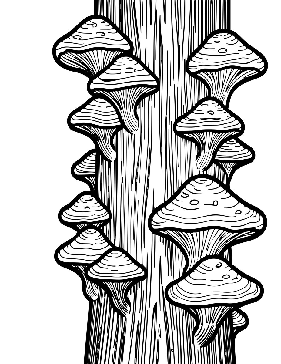 Shelf Fungus - free printable coloring page