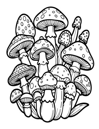 Chanterelle Bouquet - Free printable coloring page