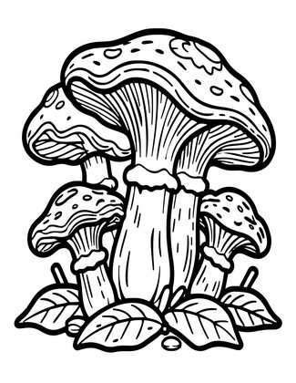 Chanterelle Cluster - Free printable coloring page