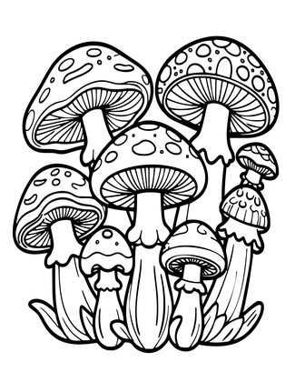 Amanita Bouquet - Free printable coloring page