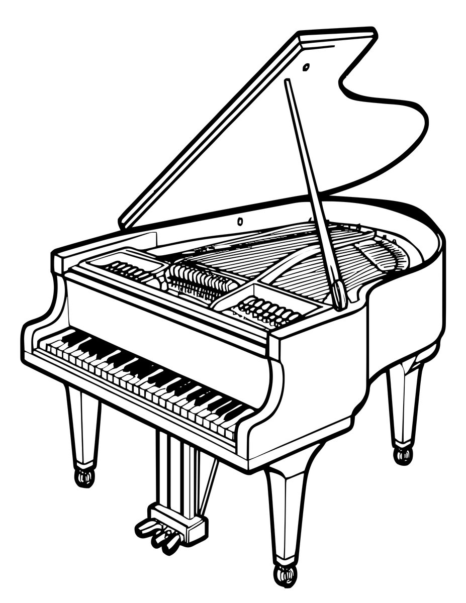 Grand Piano - free printable coloring page