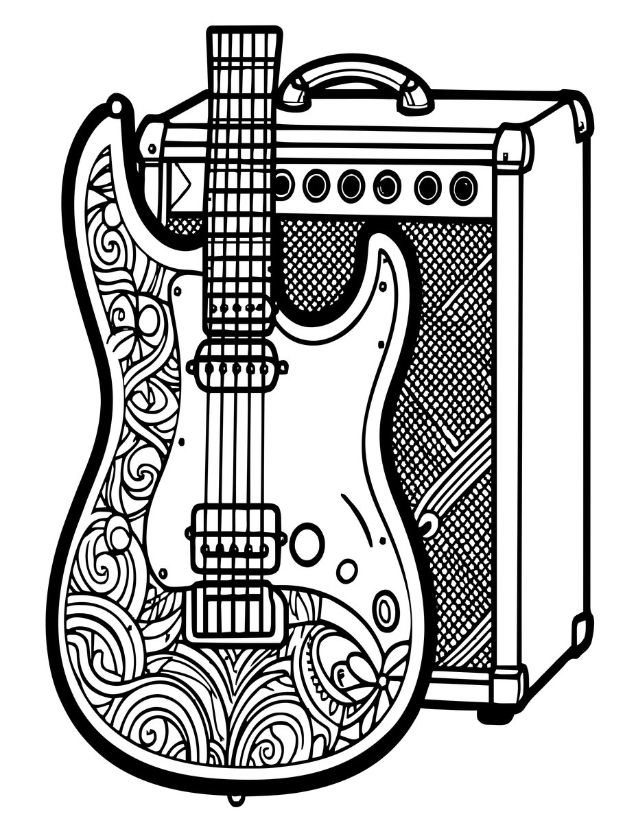 Electric Guitar - free printable coloring page