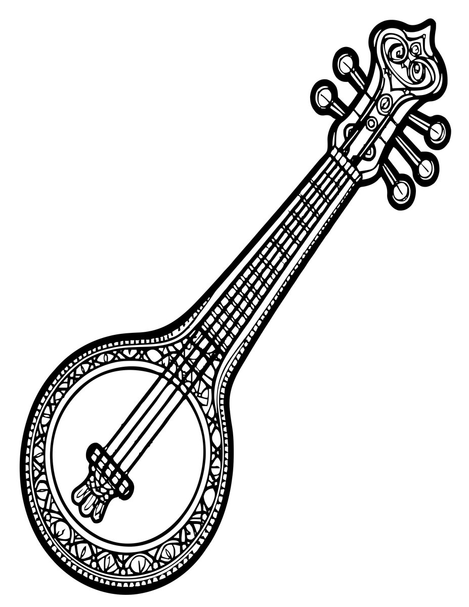 Sitar - free printable coloring page