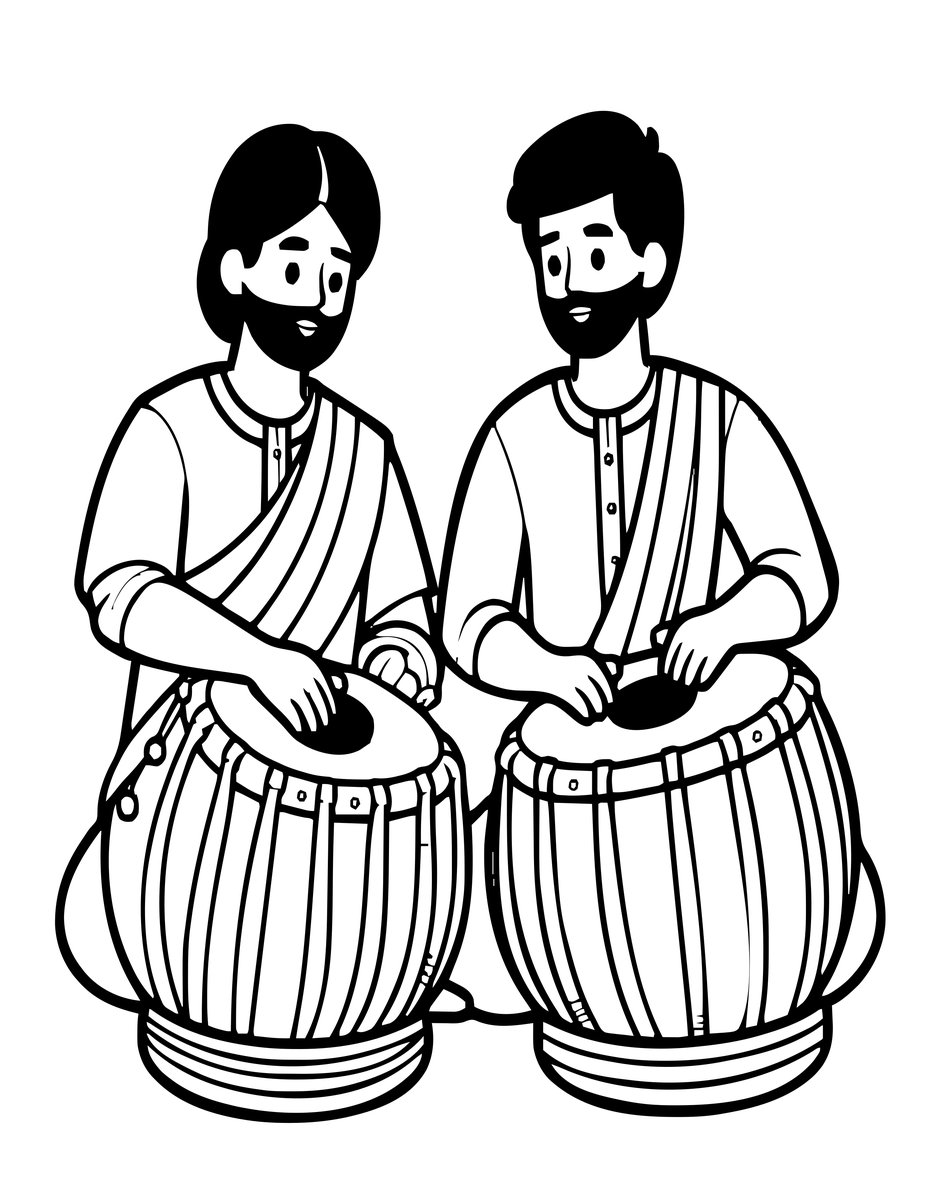 Tabla Pair - free printable coloring page