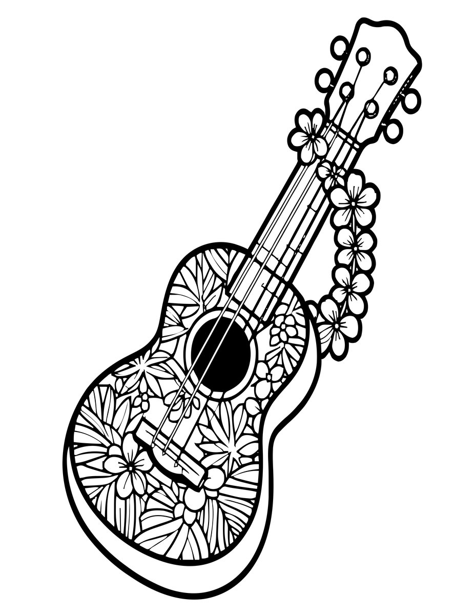 Ukulele - free printable coloring page