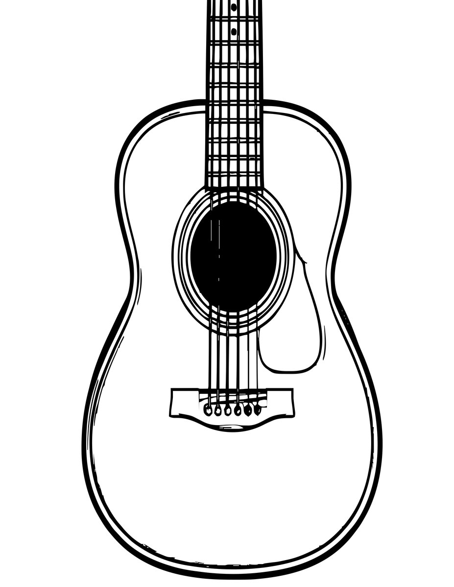 Acoustic Guitar - free printable coloring page