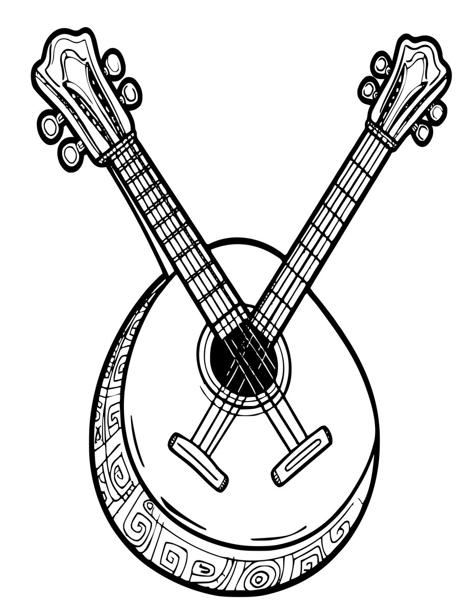 Lute - free printable coloring page