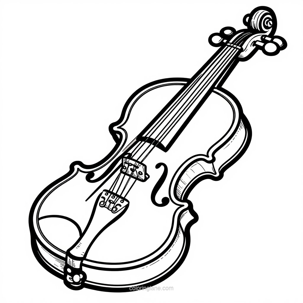 Violin & Bow - free printable coloring page