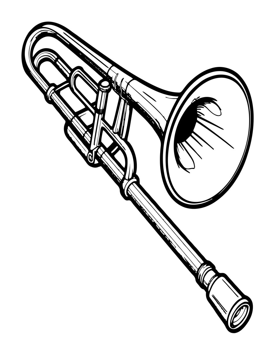 Trombone - free printable coloring page
