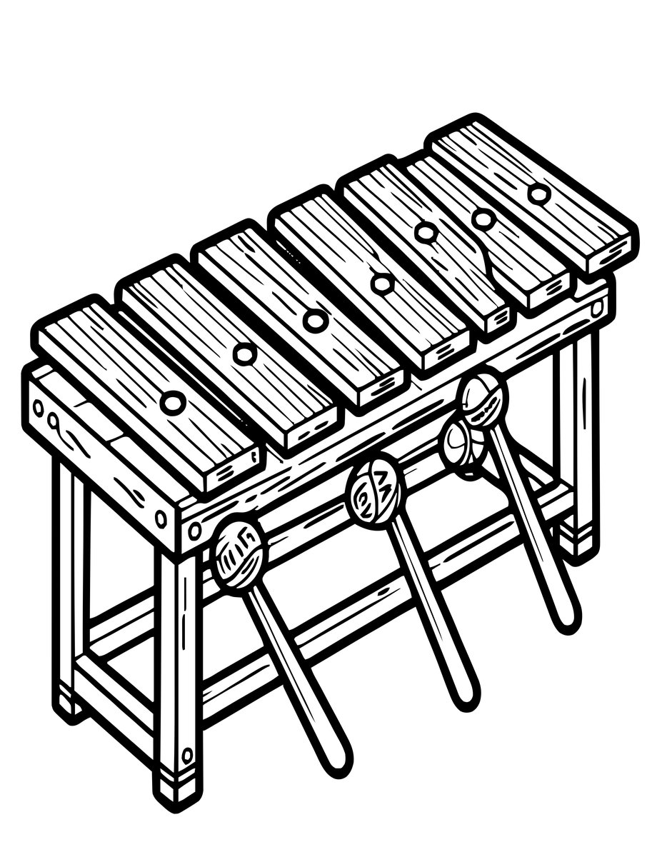 Xylophone - free printable coloring page