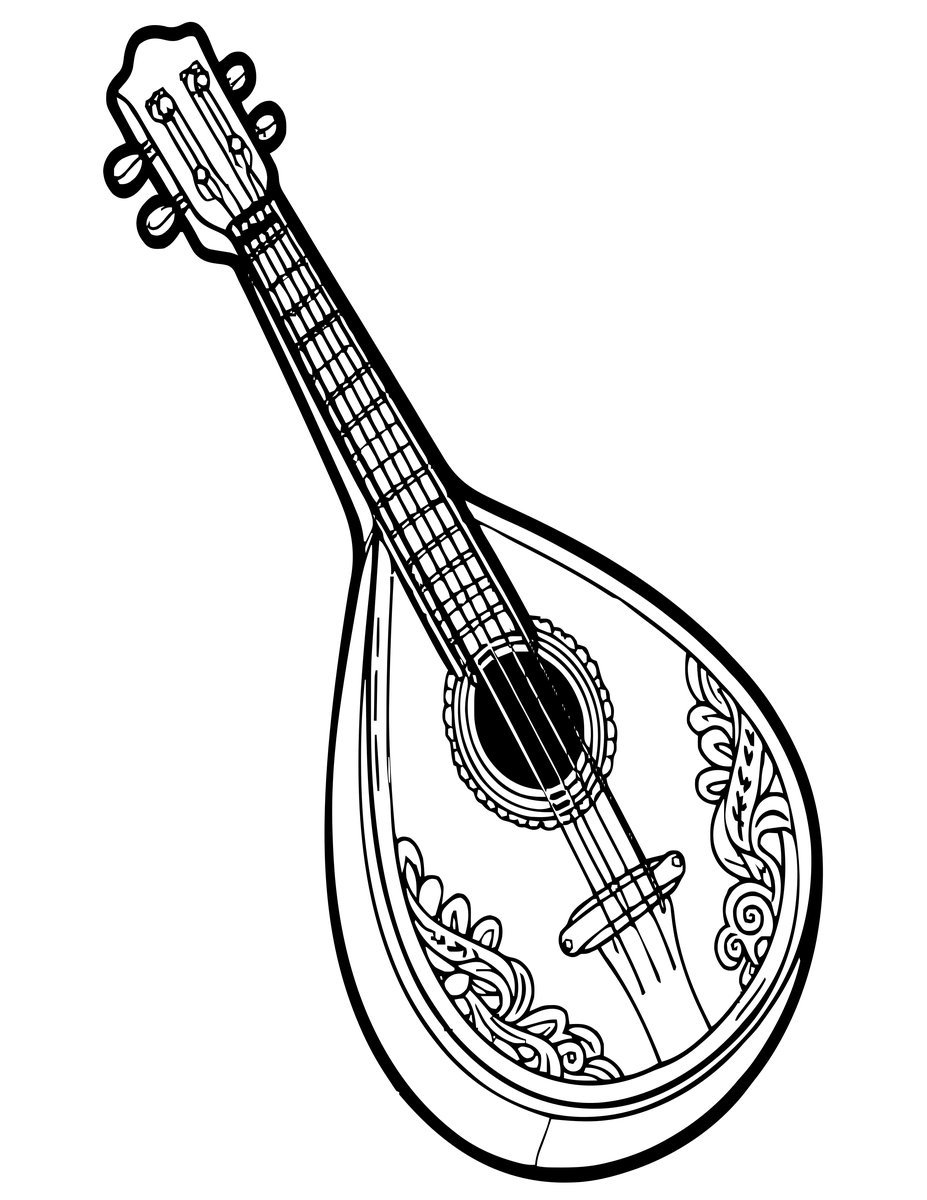 Bouzouki - free printable coloring page