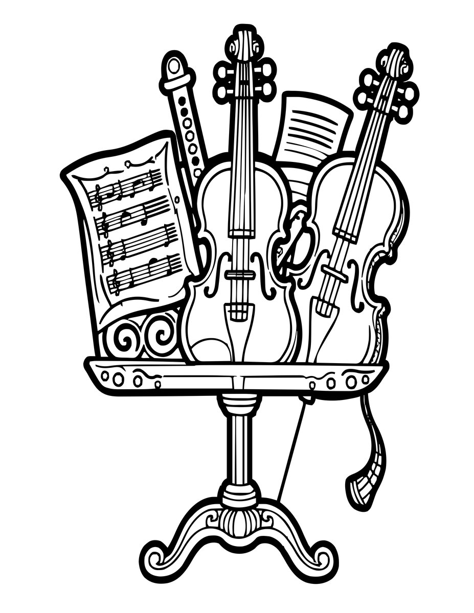 Music Stand Collection - free printable coloring page