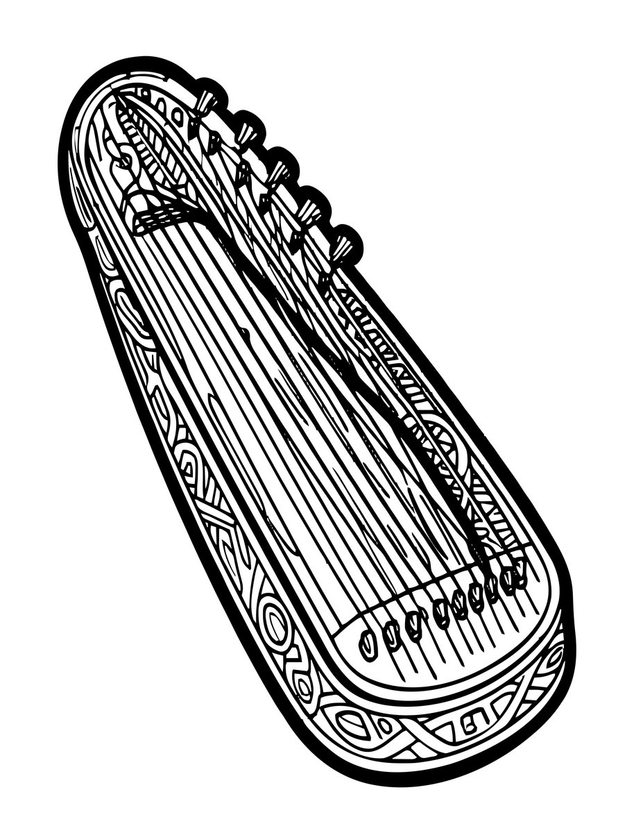 Zither - free printable coloring page