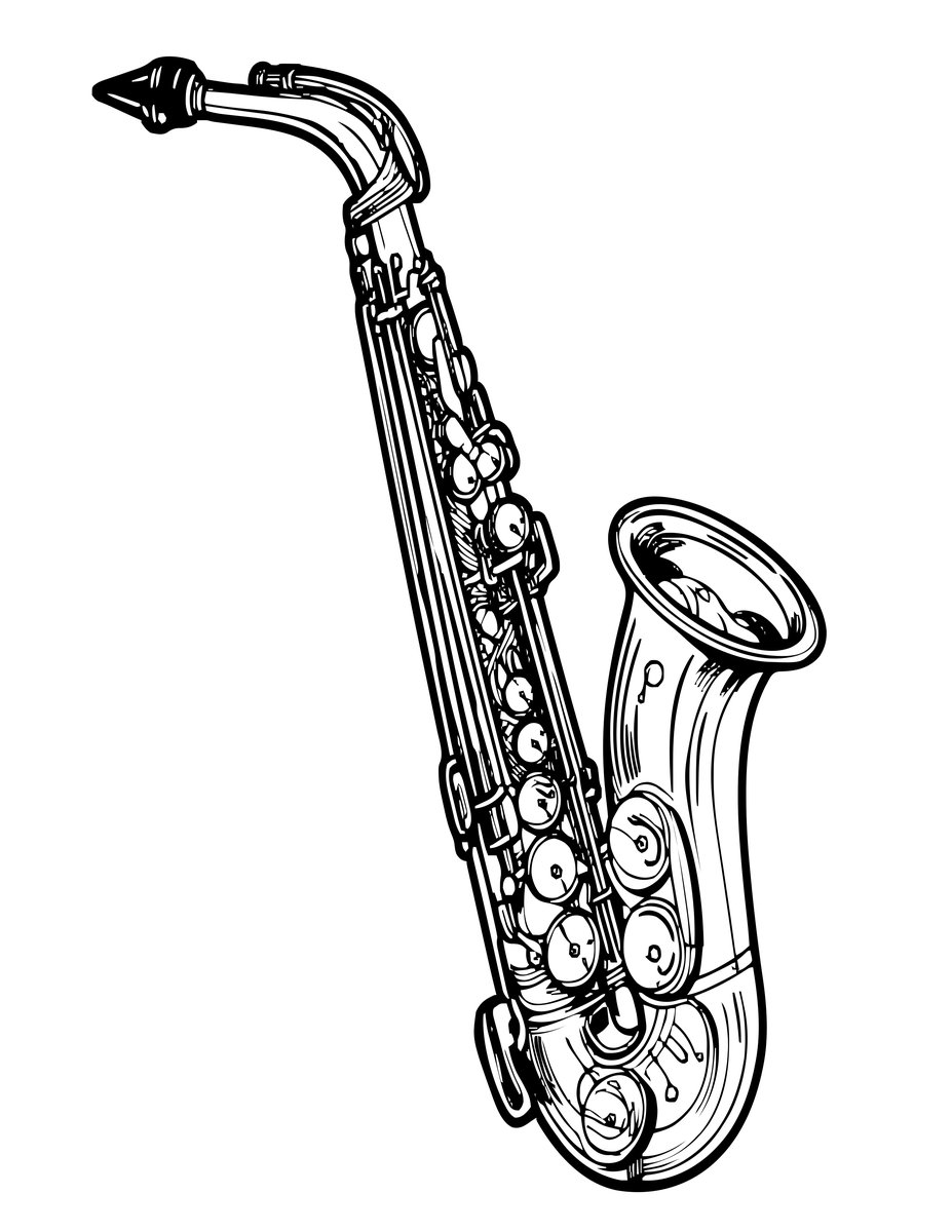 Saxophone - free printable coloring page