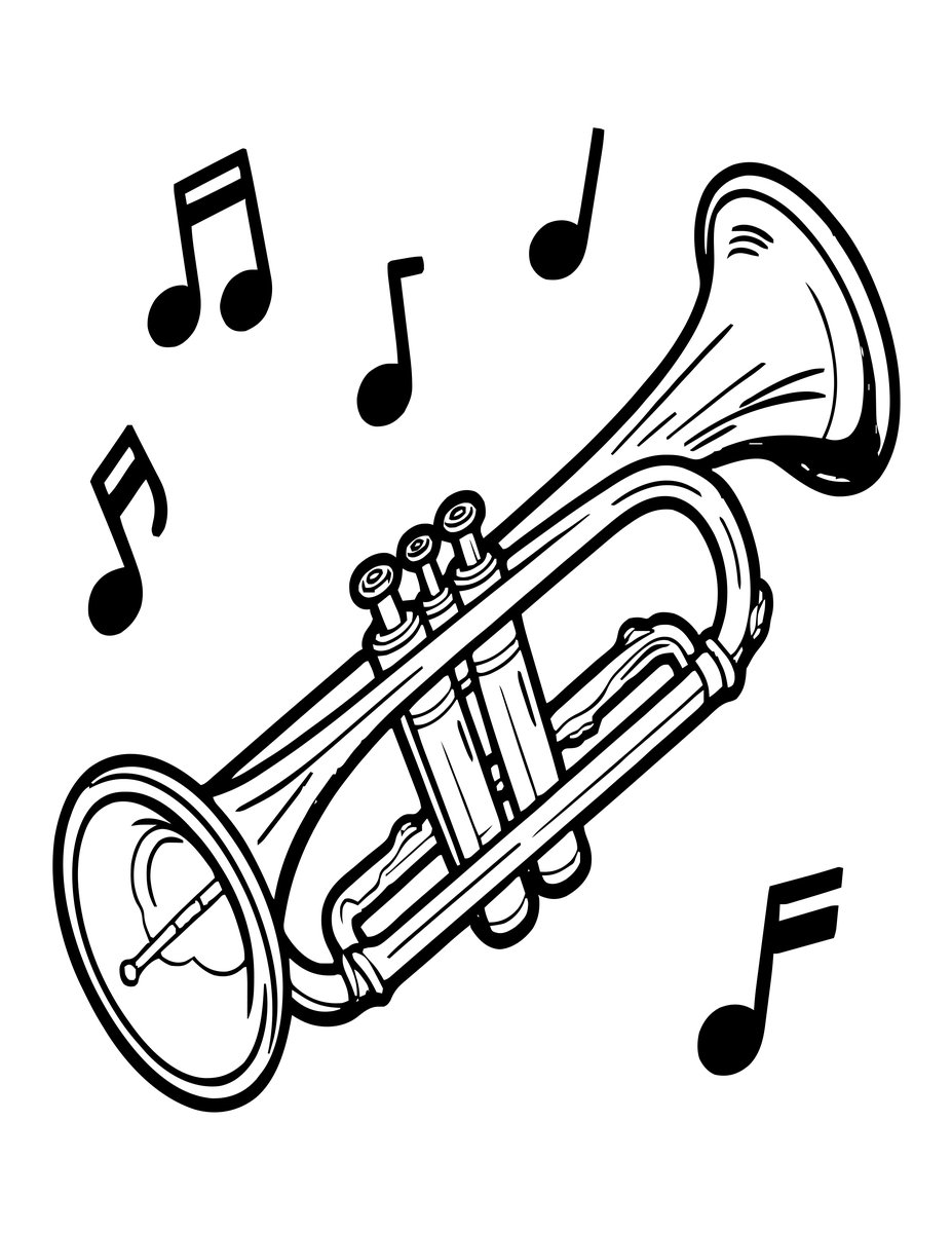 Trumpet - free printable coloring page