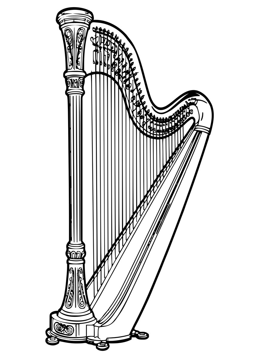 Harp - free printable coloring page