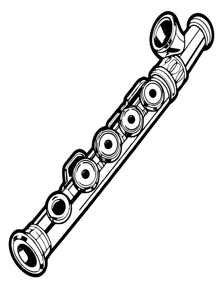 Flute - free printable coloring page