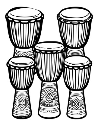 African Drums - Free printable coloring page