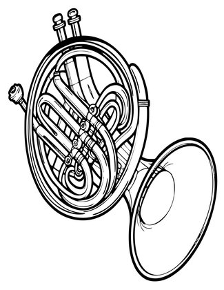 French Horn - Free printable coloring page